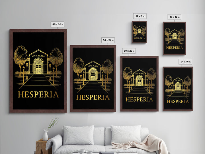Hesperia California art, Metallic Gold Art, Housewarming Gift, Metal Art, Wood Framed Art, Newlywed Travel Gift, Honeymoon Gift