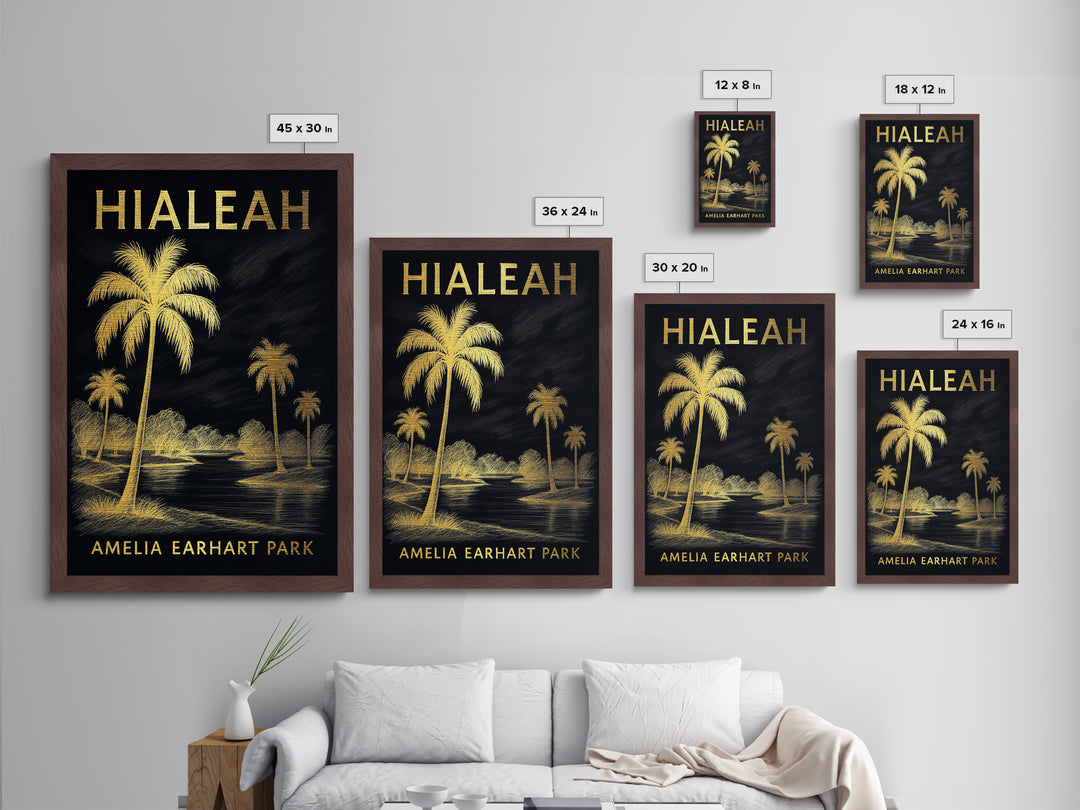 Hialeah Florida travel, Metallic Gold Print, Closing Gift, Metal Art, Wood Framed Art, Anniversary Travel Gift, Retirement Travel Gift