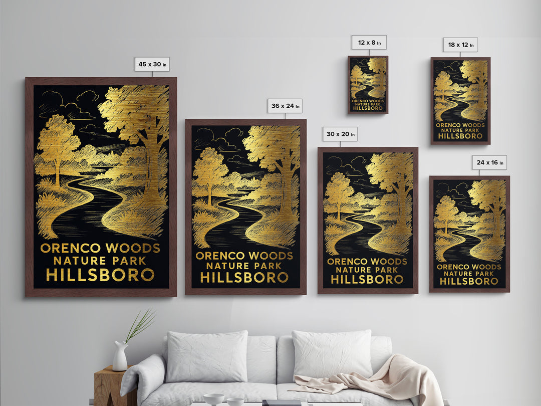 Hillsboro Oregon art, Metallic Gold Art, Modern House Art, Metal Art, Wood Framed Art, Graduation Travel Gift, Travel Gift
