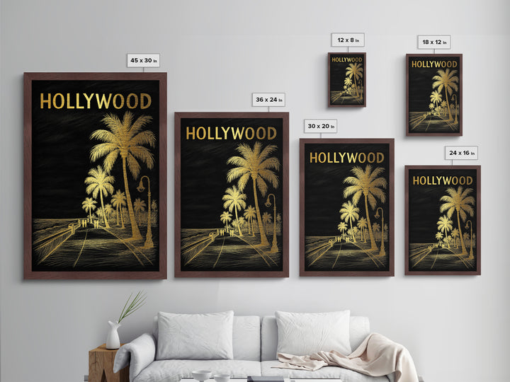 Hollywood Florida travel, Metallic Gold Print, College Dorm Décor, Metal Art, Wood Framed Art, Graduation Travel Gift, Traveler Gift