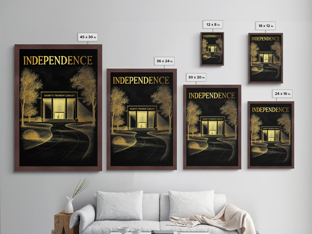 Independence Missouri travel, Metallic Gold Print, College Dorm Décor, Metal Art, Wood Framed Art, Graduation Travel Gift, Traveler Gift