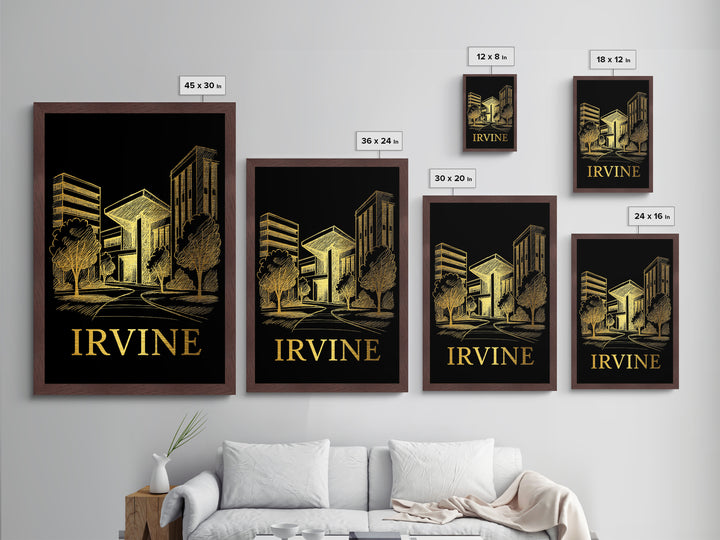 Irvine California art, Metallic Gold Art, Best Friend Gifts, Metal Art, Wood Framed Art, Birthday Travel Gift, Destination Gift