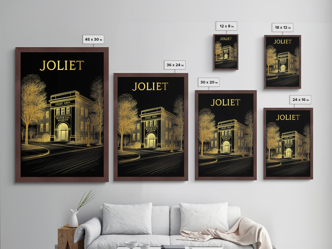 Joliet Illinois travel, Metallic Gold Print, College Dorm Décor, Metal Art, Wood Framed Art, Graduation Travel Gift, Traveler Gift