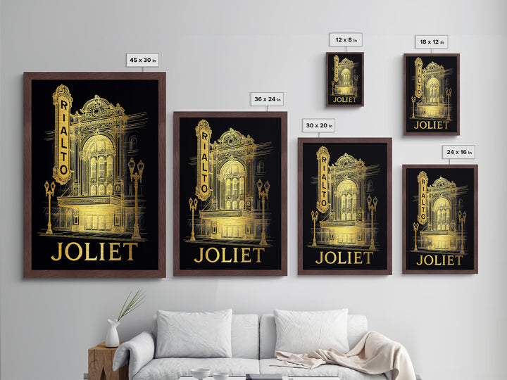 Joliet Illinois art, Metallic Gold Art, Best Friend Gifts, Metal Art, Wood Framed Art, Birthday Travel Gift, Destination Gift