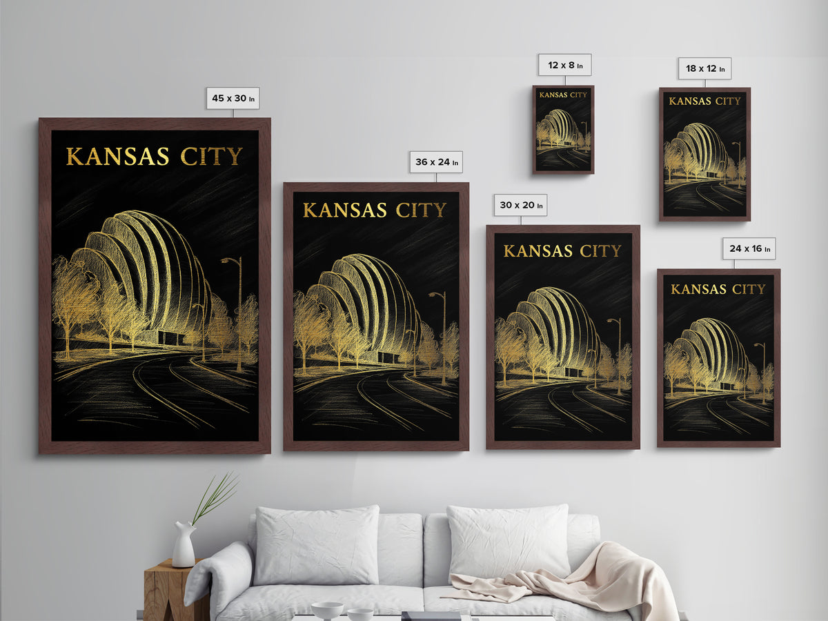 Kansas City Missouri art, Metallic Gold Art, Office Decor, Metal Art, Wood Framed Art, Graduation Travel Gift, Destination Gift