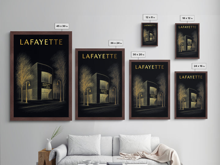Lafayette Louisiana travel, Metallic Gold Print, Closing Gift, Metal Art, Wood Framed Art, Anniversary Travel Gift, Retirement Travel Gift