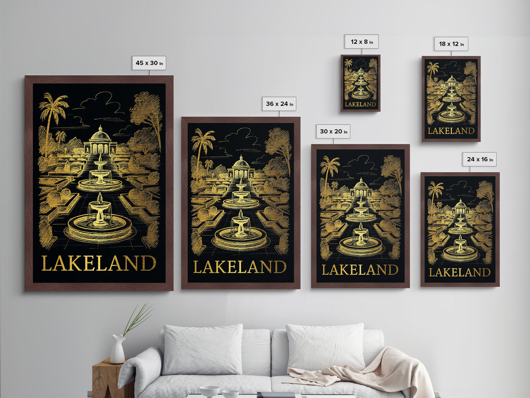 Lakeland Florida art, Metallic Gold Art, Travel Art Prints, Metal Art, Wood Framed Art, Adventure Lover Gift, Traveler Gift