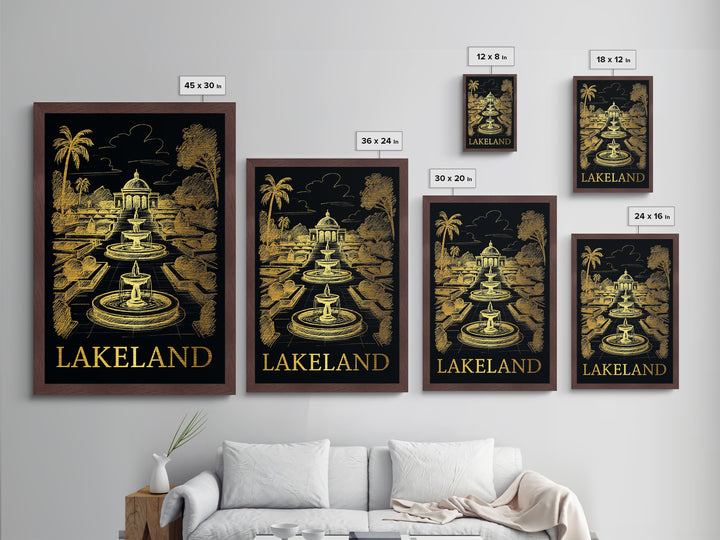 Lakeland Florida art, Metallic Gold Art, Travel Art Prints, Metal Art, Wood Framed Art, Adventure Lover Gift, Traveler Gift