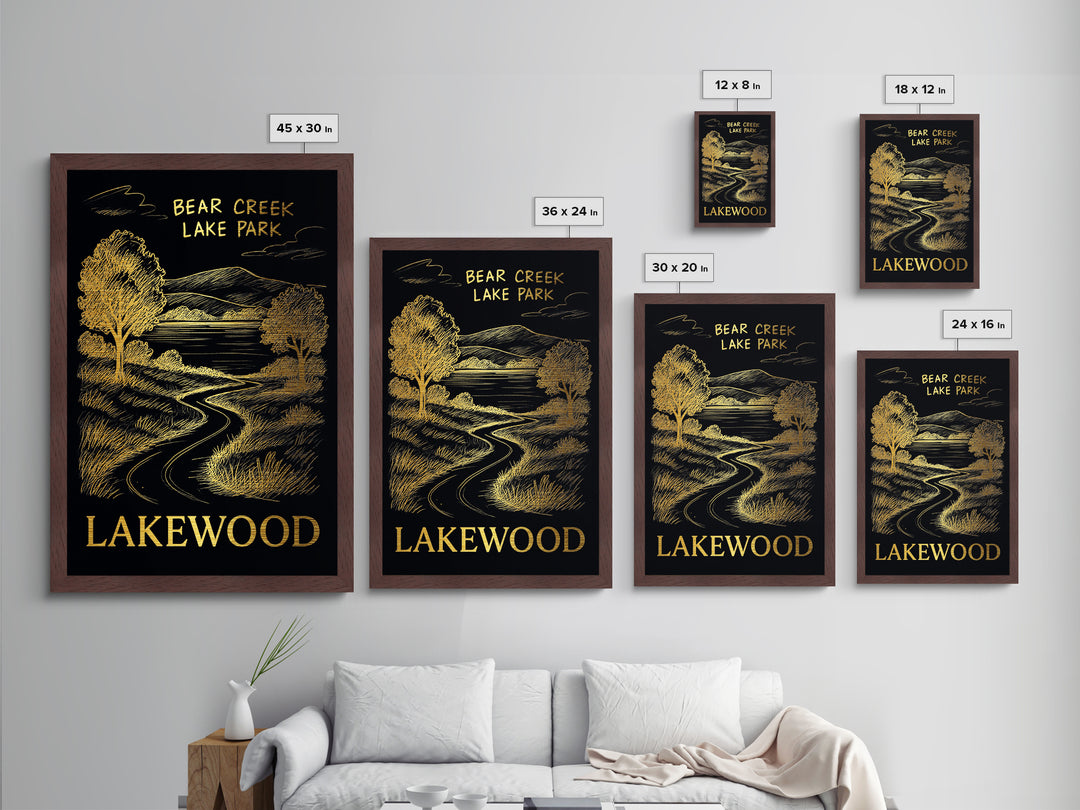Lakewood California travel, Metallic Gold Print, College Dorm Décor, Metal Art, Wood Framed Art, Graduation Travel Gift, Traveler Gift
