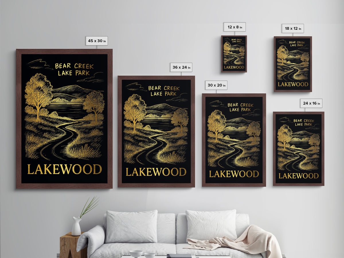 Lakewood California travel, Metallic Gold Print, College Dorm Décor, Metal Art, Wood Framed Art, Graduation Travel Gift, Traveler Gift