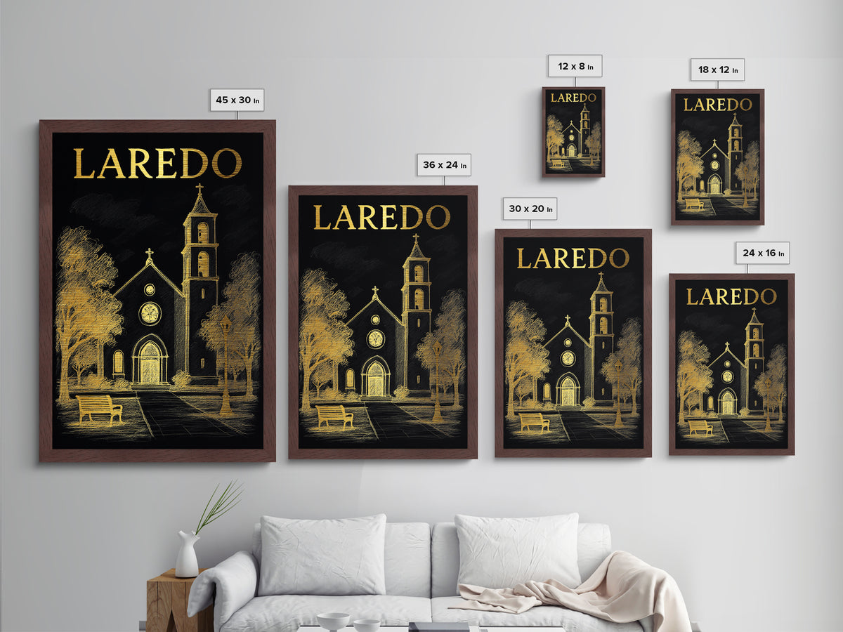 Laredo Texas travel, Metallic Gold Print, Modern House Art, Metal Art, Wood Framed Art, Wanderlust Gift, Travel Art Prints