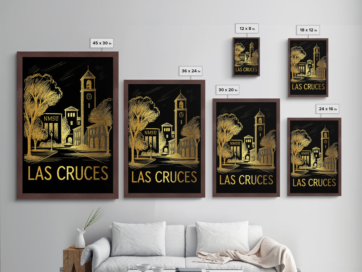 Las Cruces New Mexico art, Metallic Gold Art, Modern House Art, Metal Art, Wood Framed Art, Graduation Travel Gift, Travel Gift