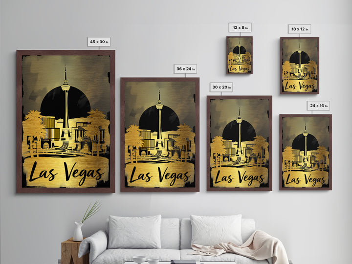 Las Vegas Nevada travel, Metallic Gold Print, College Dorm Décor, Metal Art, Wood Framed Art, Graduation Travel Gift, Traveler Gift