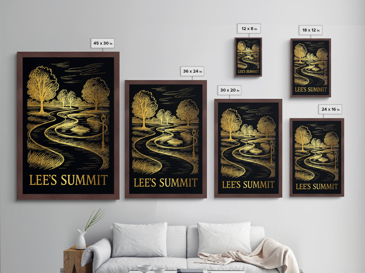 Lee’s Summit Missouri art, Metallic Gold Art, Travel Art Prints, Metal Art, Wood Framed Art, Adventure Lover Gift, Traveler Gift