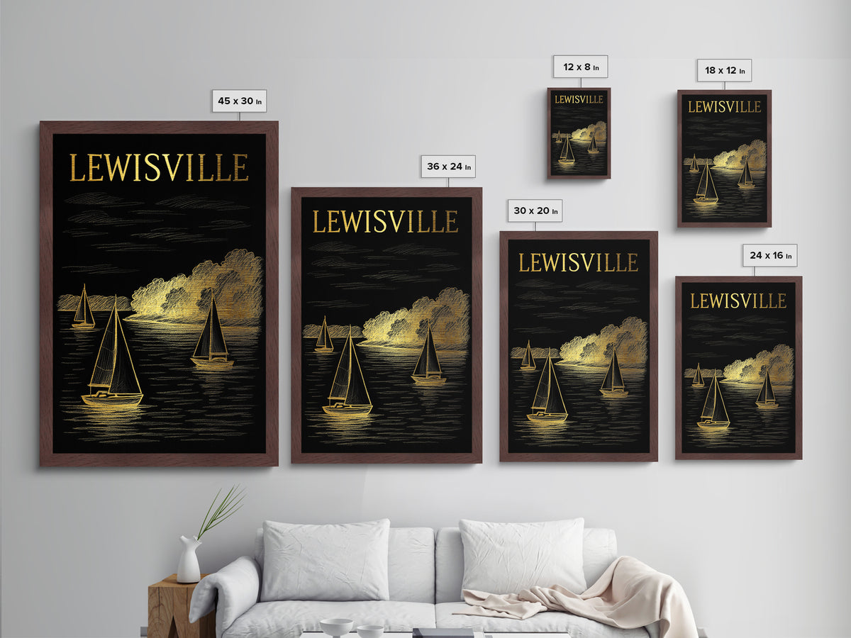 Lewisville Texas travel, Metallic Gold Print, Modern House Art, Metal Art, Wood Framed Art, Traveler Gift, Destination Gift