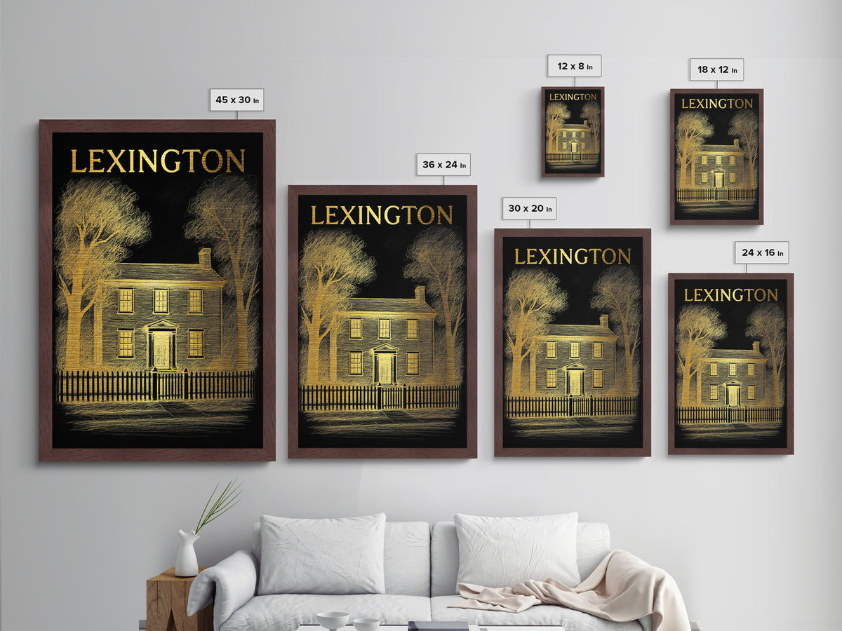 Lexington Kentucky travel, Metallic Gold Print, College Dorm Décor, Metal Art, Wood Framed Art, Graduation Travel Gift, Traveler Gift