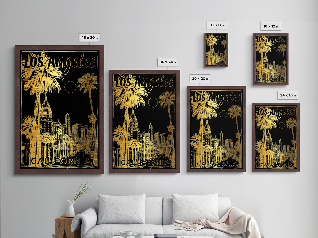Los Angeles California art, Metallic Gold Art, Best Friend Gifts, Metal Art, Wood Framed Art, Birthday Travel Gift, Destination Gift