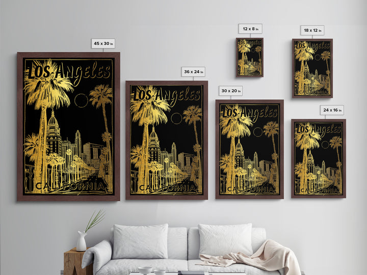 Los Angeles California art, Metallic Gold Art, Best Friend Gifts, Metal Art, Wood Framed Art, Birthday Travel Gift, Destination Gift