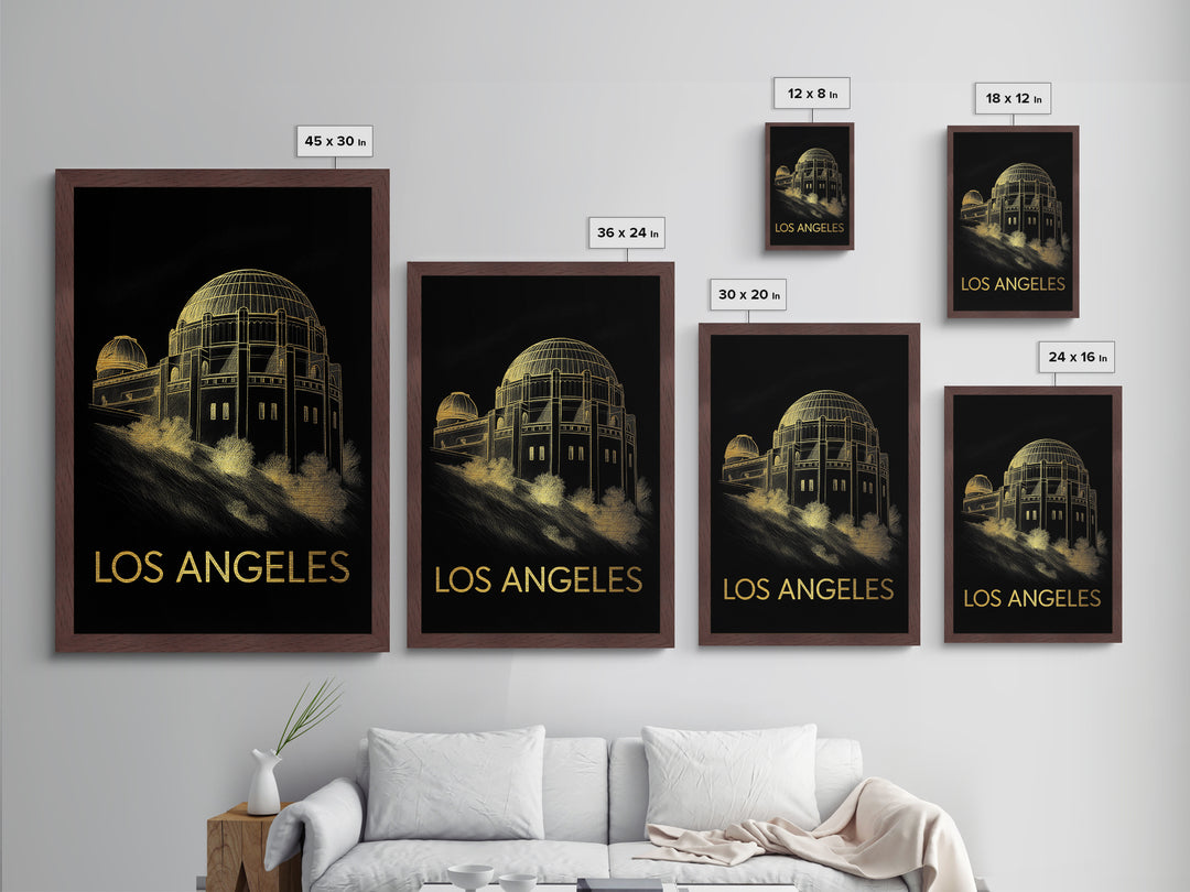 Los Angeles California travel, Metallic Gold Print, Closing Gift, Metal Art, Wood Framed Art, Anniversary Travel Gift, Traveler Gift