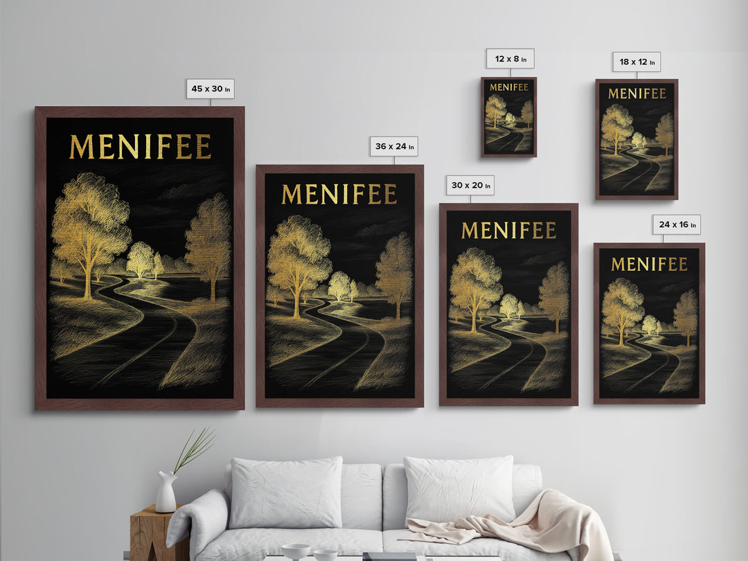 Menifee California travel, Metallic Gold Print, Modern House Art, Metal Art, Wood Framed Art, Wanderlust Gift