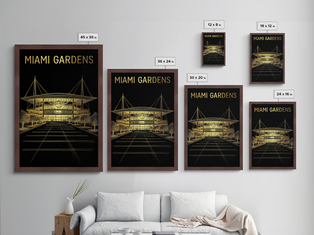 Miami Gardens Florida travel, Metallic Gold Print, Modern House Art, Metal Art, Wood Framed Art, Wanderlust Gift