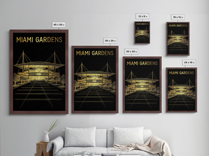 Miami Gardens Florida travel, Metallic Gold Print, Modern House Art, Metal Art, Wood Framed Art, Wanderlust Gift