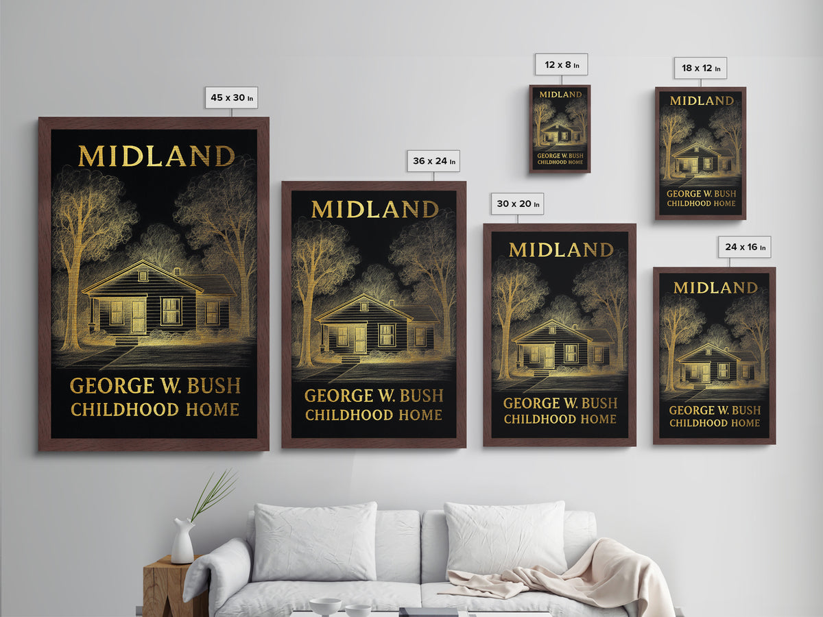 Midland Texas travel, Metallic Gold Print, Modern House Art, Metal Art, Wood Framed Art, Traveler Gift
