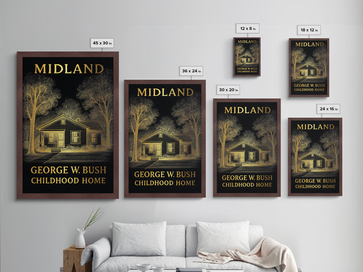 Midland Texas travel, Metallic Gold Print, Modern House Art, Metal Art, Wood Framed Art, Traveler Gift