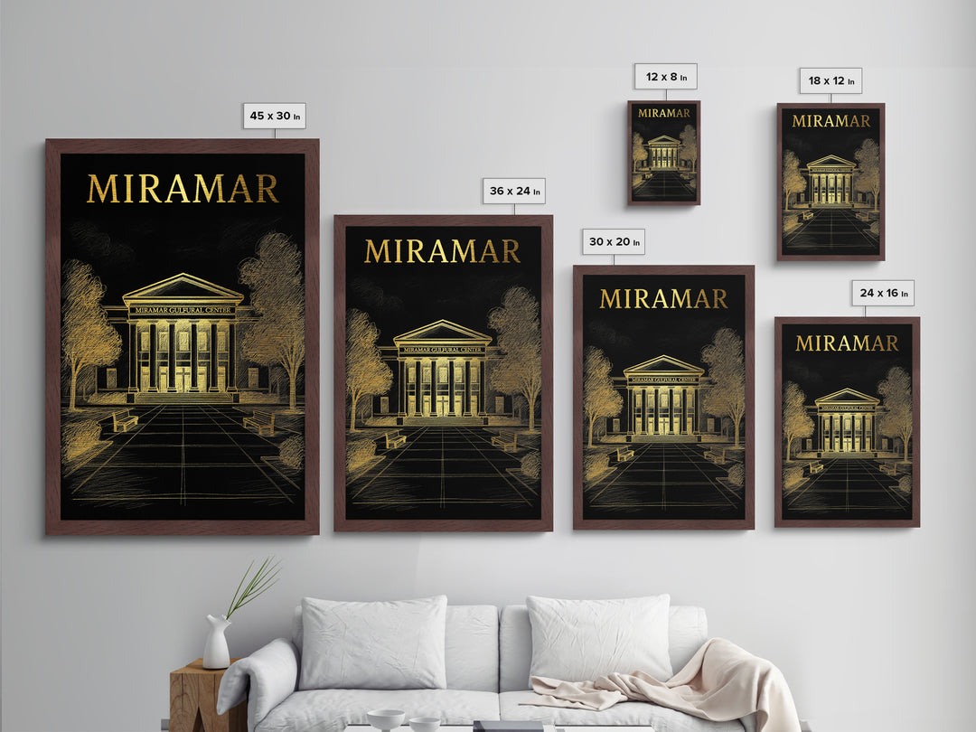 Miramar Florida travel, Metallic Gold Print, Closing Gift, Metal Art, Wood Framed Art, Anniversary Travel Gift