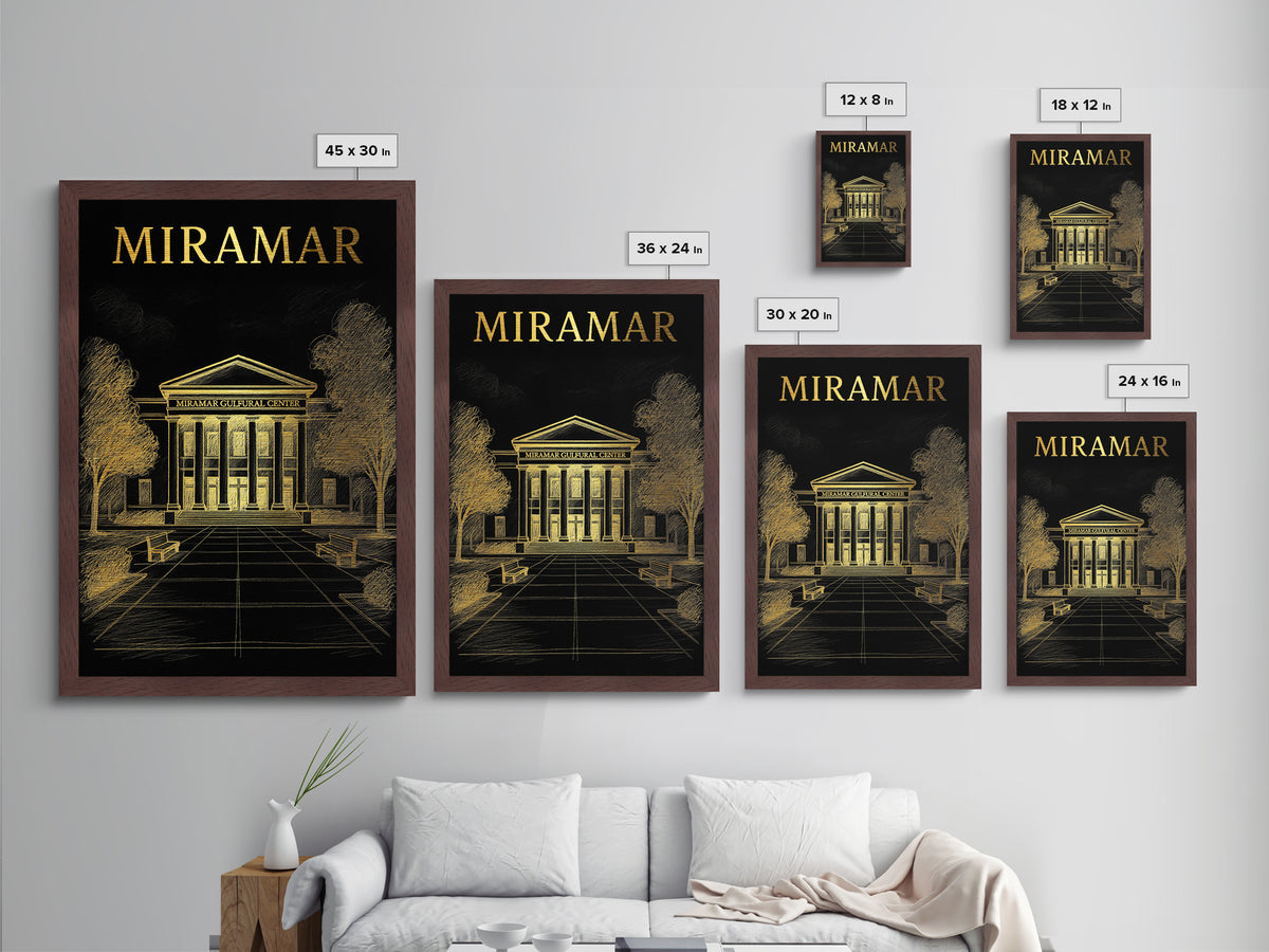 Miramar Florida travel, Metallic Gold Print, Closing Gift, Metal Art, Wood Framed Art, Anniversary Travel Gift
