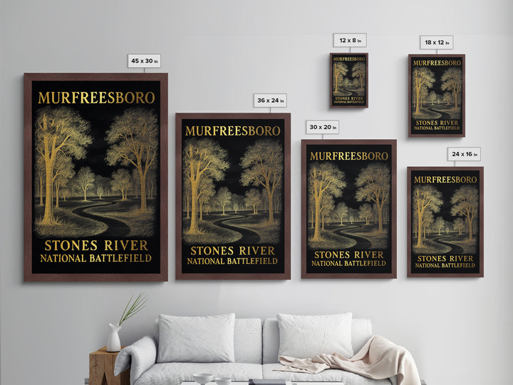 Murfreesboro Tennessee travel, Metallic Gold Print, Closing Gift, Metal Art, Wood Framed Art, Anniversary Travel Gift