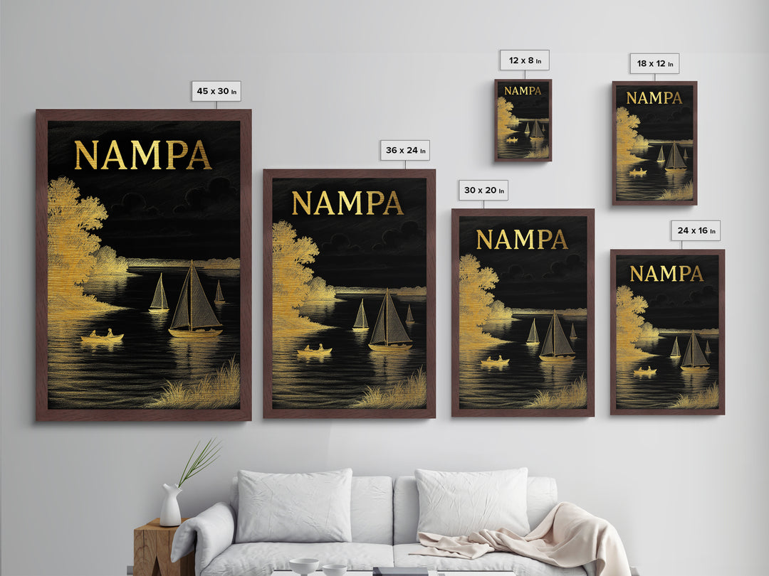 Nampa Idaho travel, Metallic Gold Print, Modern House Art, Metal Art, Wood Framed Art, Traveler Gift, Destination Gift