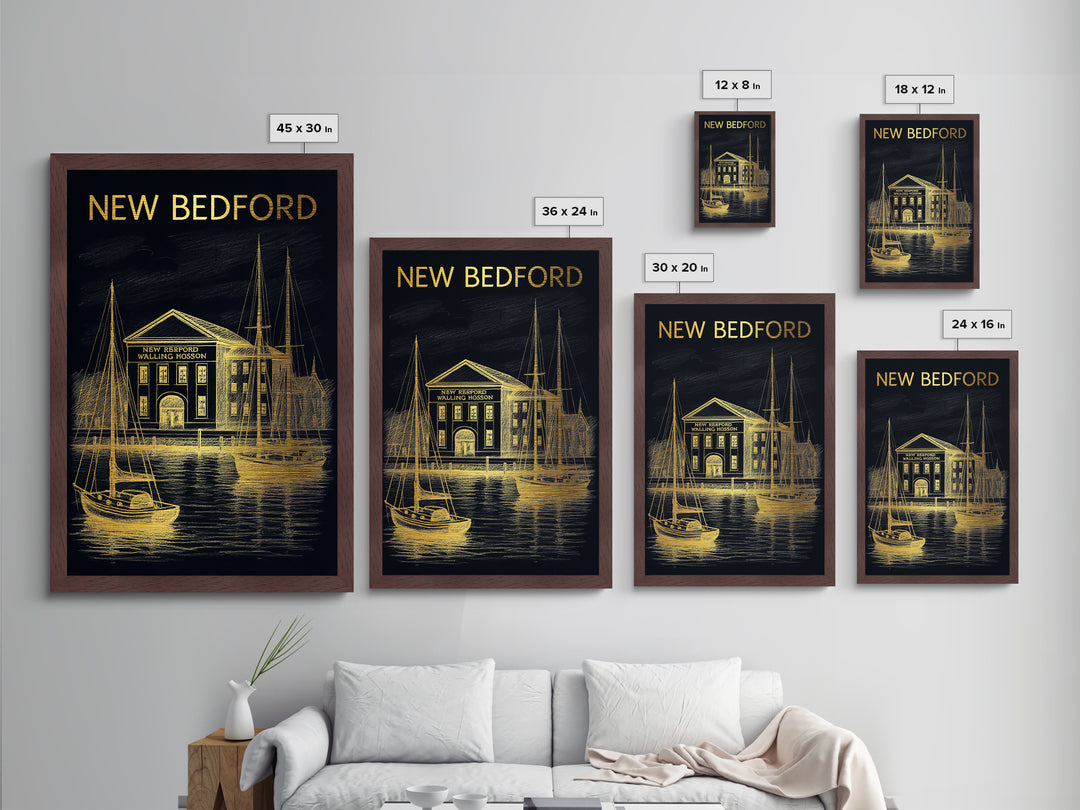 New Bedford Massachusetts art, Metallic Gold Art, Modern House Art, Metal Art, Wood Framed Art, Graduation Travel Gift, Travel Gift