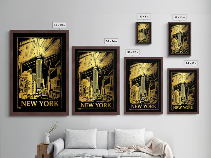 New York New York travel, Metallic Gold Print, Modern Skyline Wall Print, Metal Art, Wood Framed Art, Adventure Lover Gift, Travel Gift