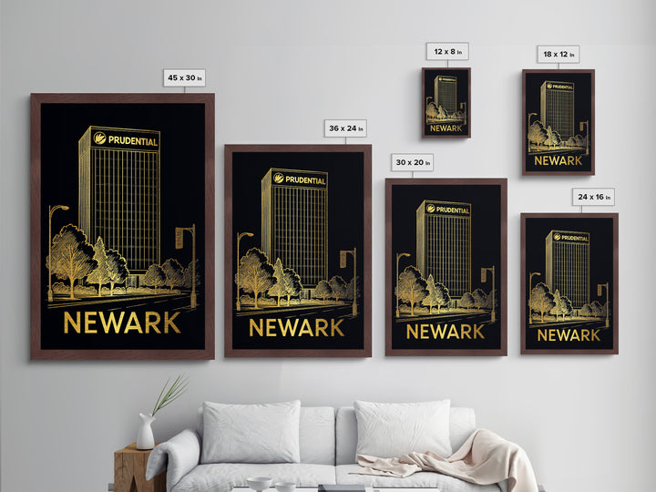 Newark New Jersey art, Metallic Gold Art, Travel Art Prints, Metal Art, Wood Framed Art, Adventure Lover Gift, Traveler Gift