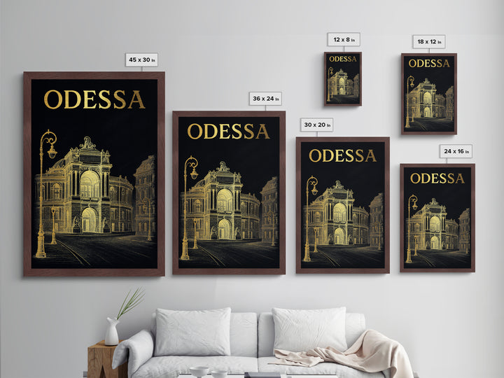 Odessa Texas travel, metallic gold, wood framed art, white and gold, Metal Art, Modern Skyline Wall Print, Metallic Gold Print
