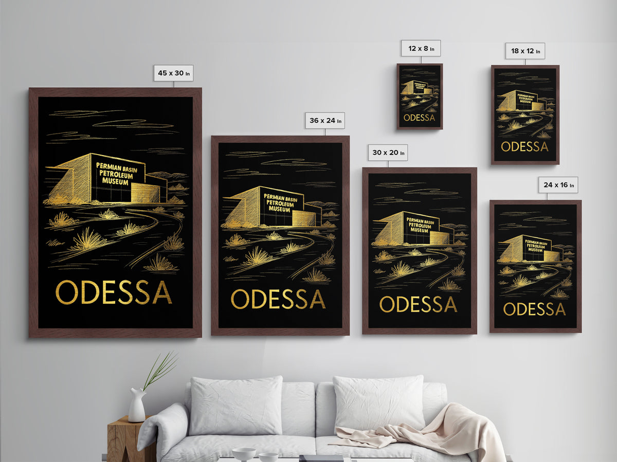 Odessa Texas art, metallic gold, wood framed art, white and gold, Metal Art, Housewarming Gift, Metallic Gold Art
