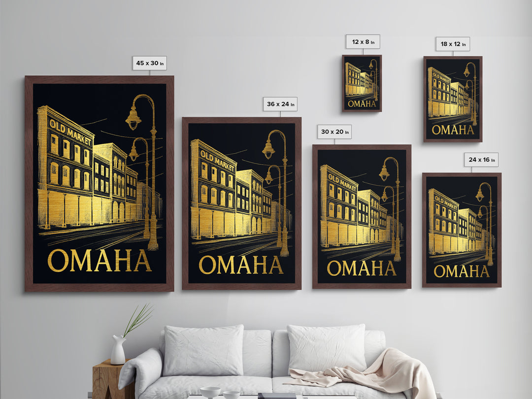 Omaha Nebraska art, Metallic Gold Art, Modern House Art, Metal Art, Wood Framed Art, Graduation Travel Gift, Travel Gift