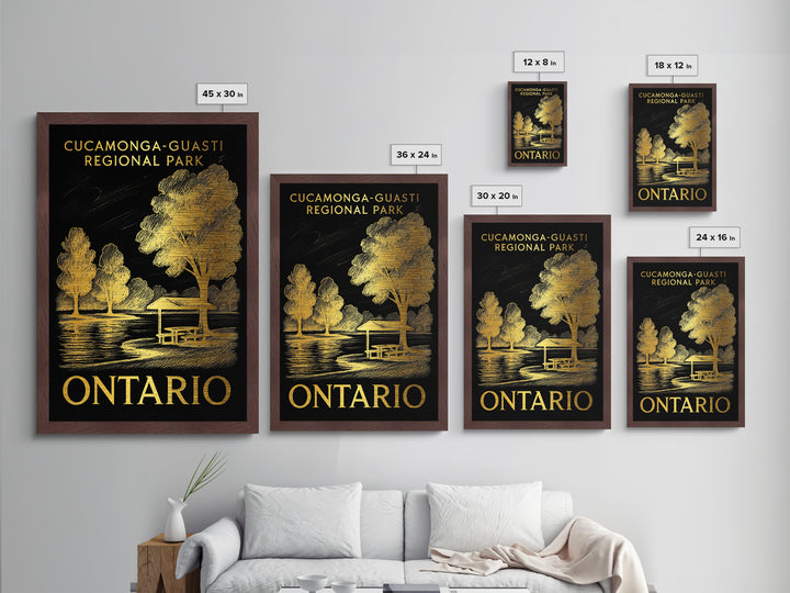 Ontario California art, Metallic Gold Art, Best Friend Gifts, Metal Art, Wood Framed Art, Birthday Travel Gift, Destination Gift