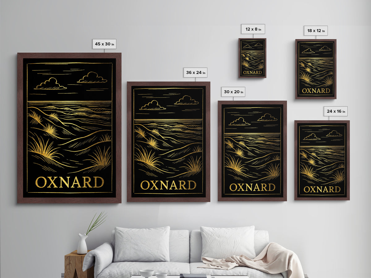 Oxnard California art, Metallic Gold Art, Modern House Art, Metal Art, Wood Framed Art, Graduation Travel Gift, Travel Gift
