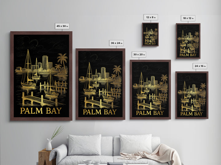 Palm Bay Florida art, Metallic Gold Art, Best Friend Gifts, Metal Art, Wood Framed Art, Birthday Travel Gift, Destination Gift