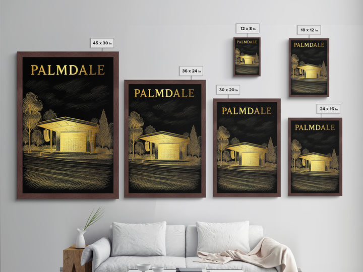 Palmdale California travel, Metallic Gold Print, Modern Skyline Wall Print, Metal Art, Wood Framed Art, Adventure Lover Gift, Travel Gift