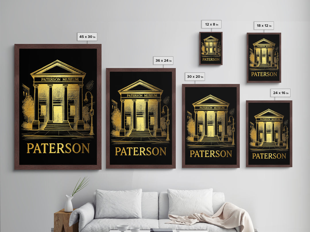 Paterson New Jersey art, Metallic Gold Art, Modern House Art, Metal Art, Wood Framed Art, Graduation Travel Gift, Travel Gift