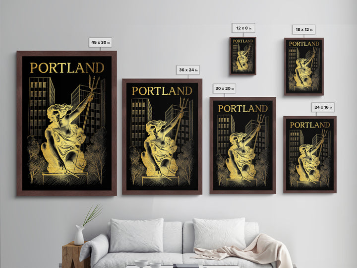 Portland Oregon travel, Metallic Gold Print, College Dorm Décor, Metal Art, Wood Framed Art, Graduation Travel Gift, Traveler Gift