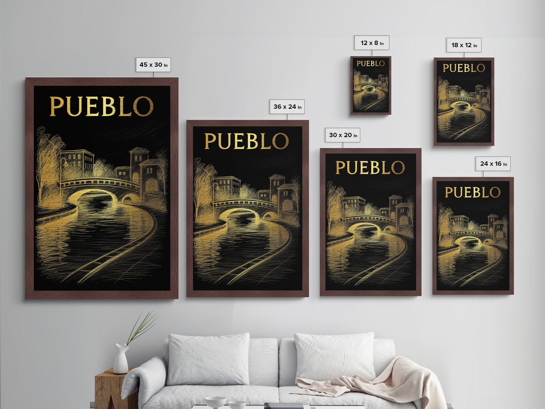 Pueblo Colorado travel, Metallic Gold Print, Modern House Art, Metal Art, Wood Framed Art, Traveler Gift, Destination Gift