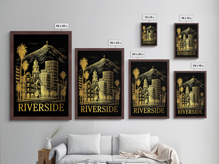 Riverside California art, Metallic Gold Art, Best Friend Gifts, Metal Art, Wood Framed Art, Birthday Travel Gift, Destination Gift