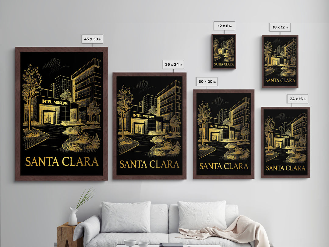 Santa Clara California art, Metallic Gold Art, Best Friend Gifts, Metal Art, Wood Framed Art, Birthday Travel Gift, Destination Gift