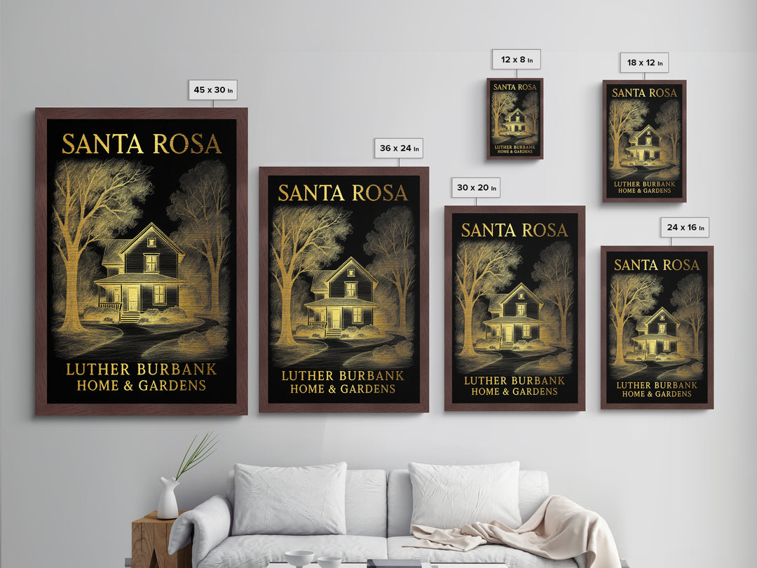 Santa Rosa California travel, Metallic Gold Art, Travel Art Prints, Metal Art, Wood Framed Art, Adventure Lover Gift, Traveler Gift