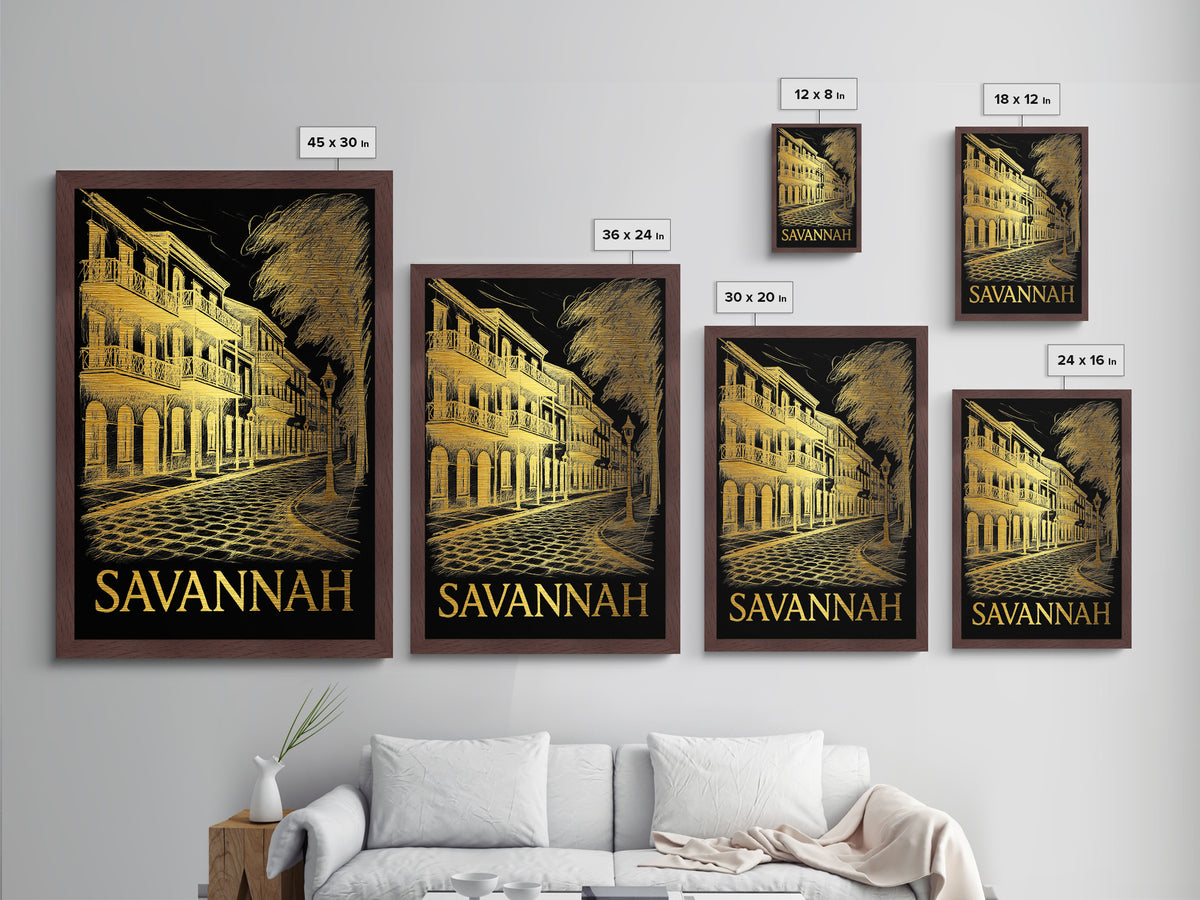 Savannah Georgia art, Metallic Gold Print, College Dorm Décor, Metal Art, Wood Framed Art, Graduation Travel Gift, Traveler Gift
