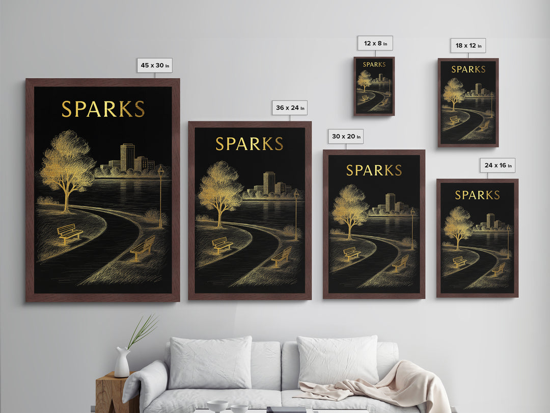Sparks Nevada travel, Metallic Gold Print, Modern House Art, Metal Art, Wood Framed Art, Wanderlust Gift, Travel Art Prints